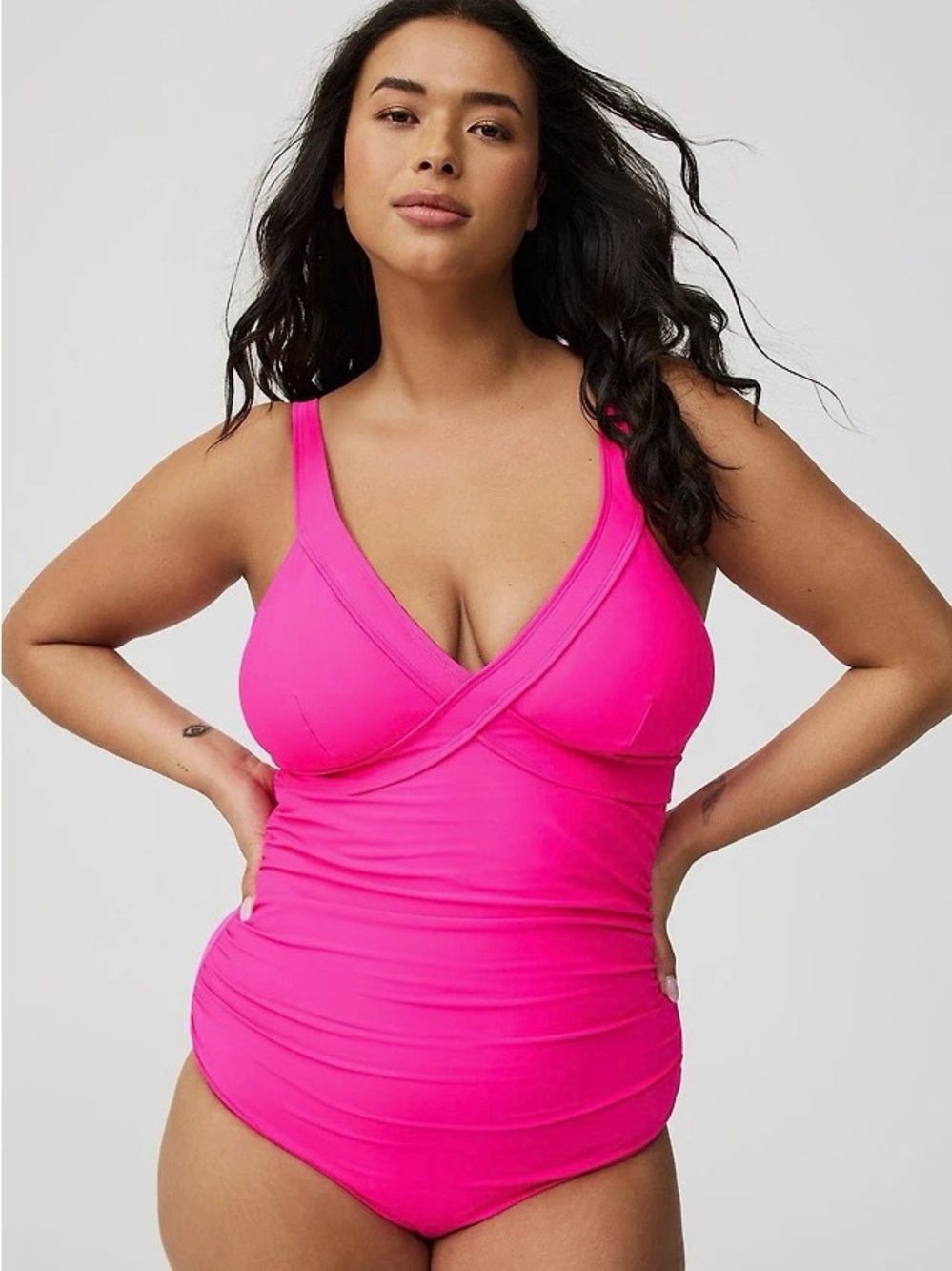 torrid Vibrant Pink Crossover One-Piece Swimsuit